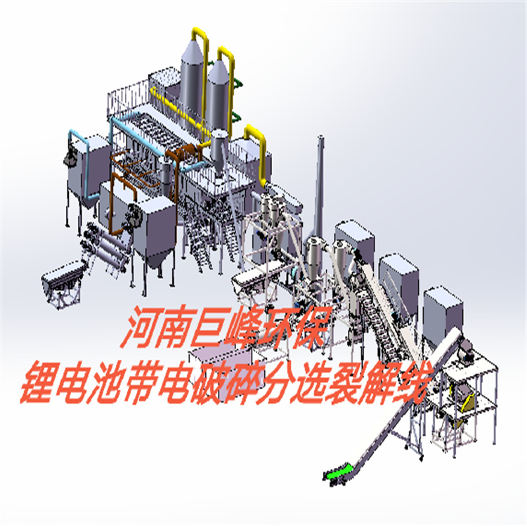 废旧带电锂电池破碎裂解工艺|三元锂电池破碎无氧热裂解回收处理