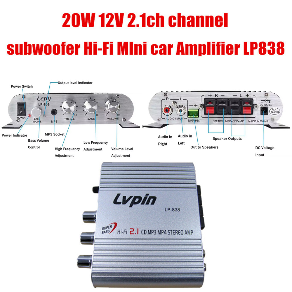 12V Car Amplifier 2.1 Channel Subwoofer, Best-Selling Model on Ebay and Amazon