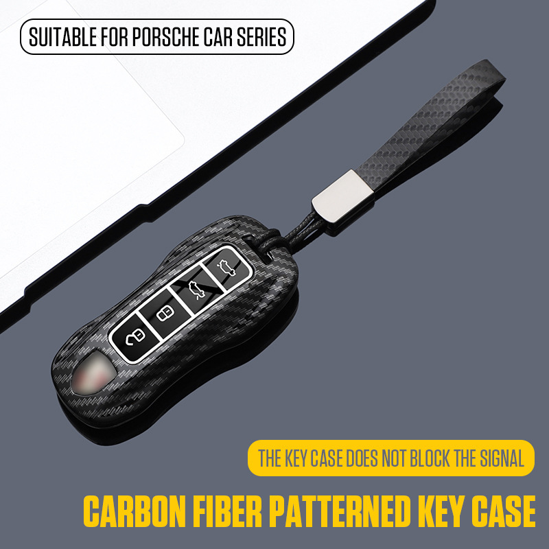 Suitable for Porsche Key Cover Panamera Panamera Cayenne Shell Macan Buckle 718Taycan Carbon Fiber Suitable for Porsche Key Cover Panamera Panamera Cayenne Shell Macan Buckle 718Taycan Carbon Fiber