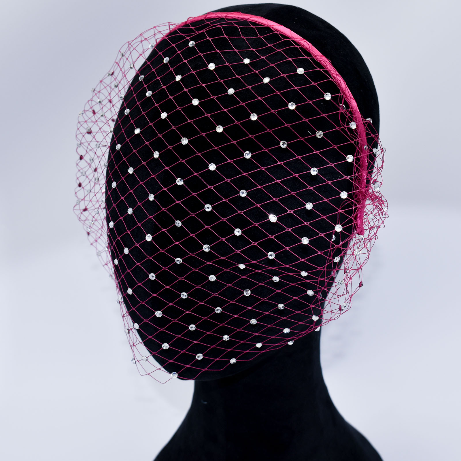 105g Weight Birdcage Veils, Party Headpieces Hair Accessories Type 1 Piece Quantity Wedding Occasion Rhinestone Material Grid Pattern Women's Gender Handmade Design Elegant, Bridal Style Women's Elegant Lady Bridal Grid Rhinestone Handmade Birdcage Veils Party Headpieces 8