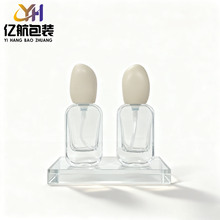 新款30ml扁方形粉底液精华液玻璃瓶按压式乳液瓶护肤品分装瓶批发