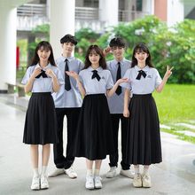 泰式泰国校服衬衫女短袖男学院风制服高中毕业班服套装