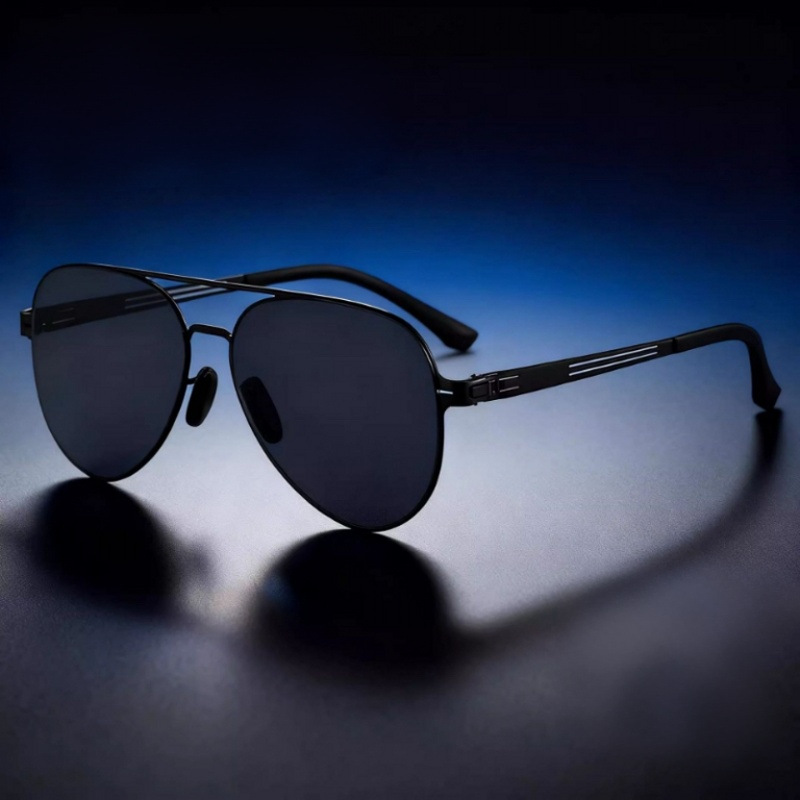 Kişi üçün metal aviator günəş eynəyi, iki körpülü