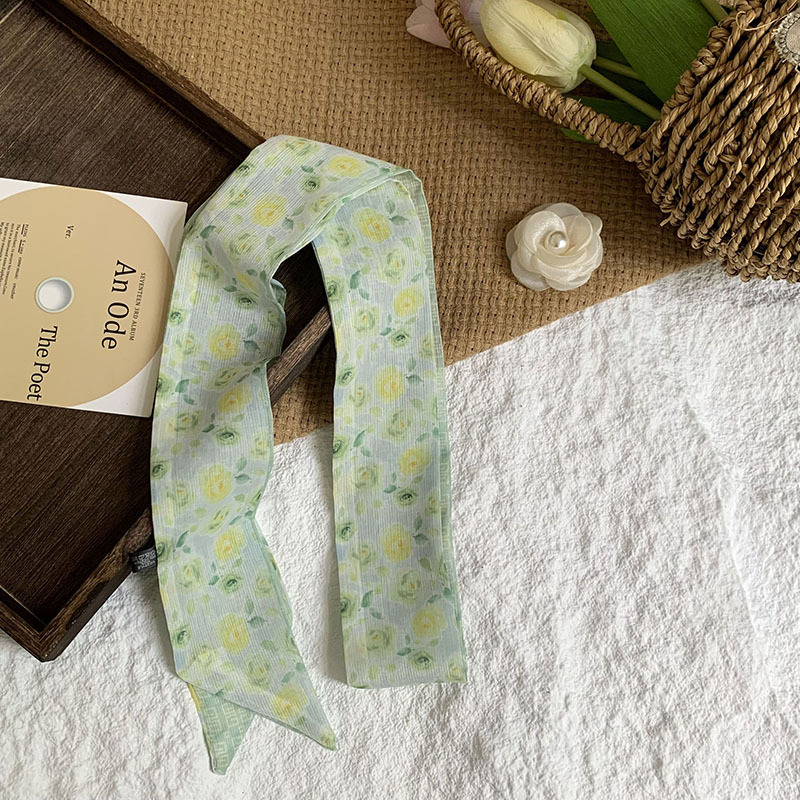 Bufanda de seda, bufanda pequeña de moda de alta gama, flor de todo fósforo, clip tridimensional, decoración de flores, serpentín, diadema