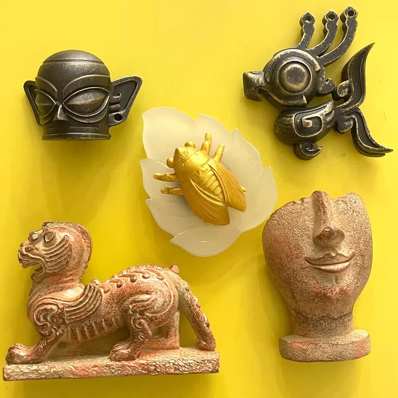 唐朝古都旅游文创冰箱贴磁贴西安洛阳神兽半面面具大香炉鼎伴手礼|undefined