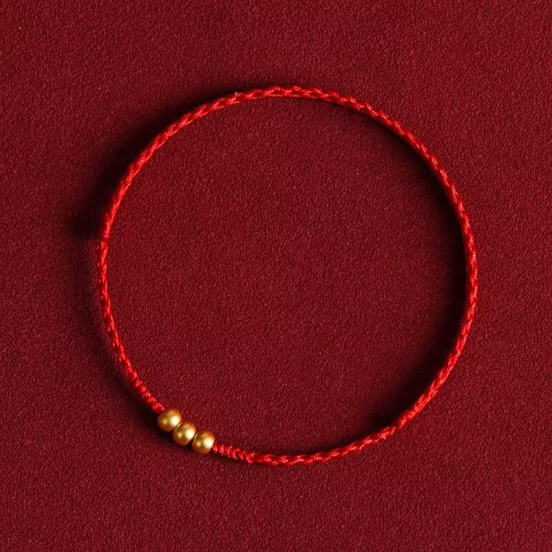 Putuo Mountain 999 Foot Gold Pure Gold Benmingnian Little Red Rope Bracelet Gold Red Hand Rope Foot Rope Hand Rope Braided Rope
