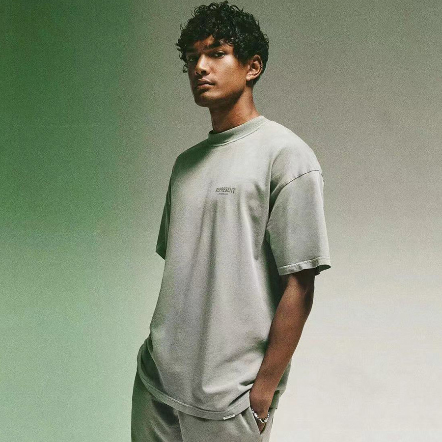 Versión alta REPRESENT Lema minimalista Logo de letra Logo Beauty Trendy High Street Summer Pareja Camiseta de manga corta