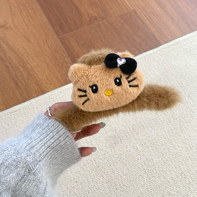 Sweet Kitty encantadora banda de pelo de peluche de dibujos animados otoño invierno lavar la cara impermeable antideslizante banda de cabeza red roja nueva tarjeta de pelo