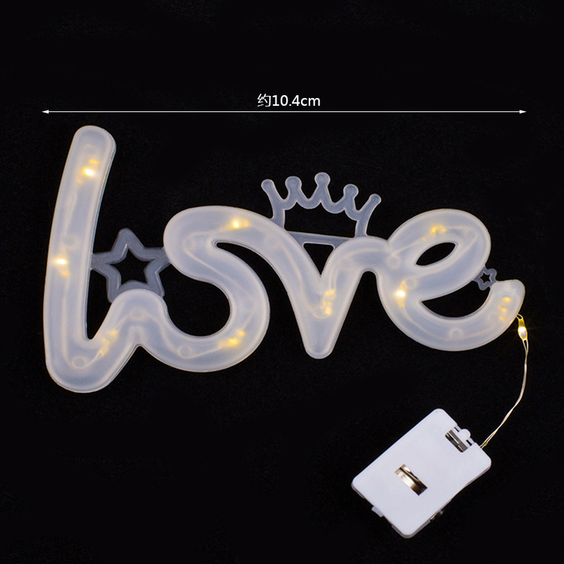 Pequeña caja blanca cadena de luz de cobre lámpara de pastel de cumpleaños día de San Valentín LOVE letra lámpara 520 ramo caja de regalo lámpara decorativa