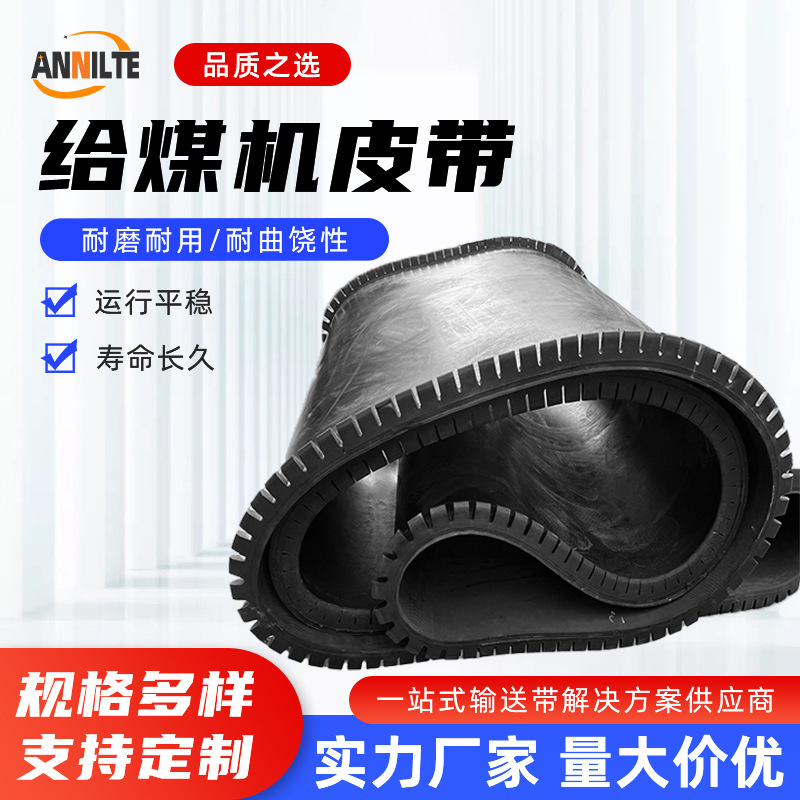 济南安耐厂家黑色橡胶输送带给料机配料称环形皮带称重给煤机皮带