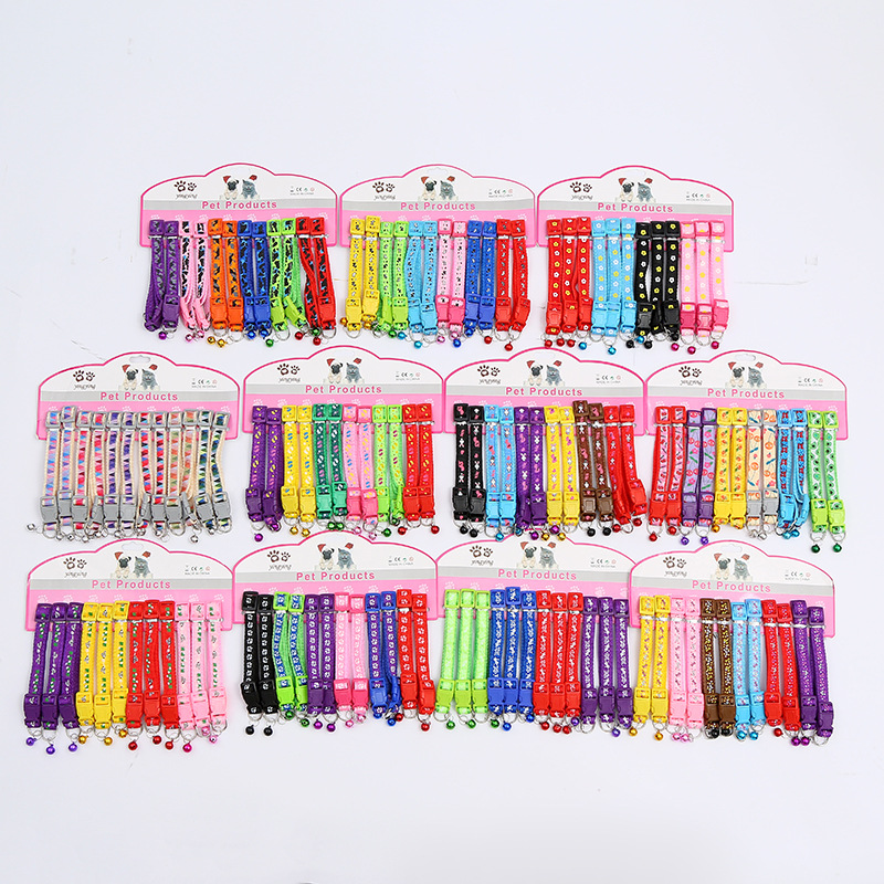 Transfronterizos nuevos collares de impresión de mascotas gatitos perros collares de dibujos animados coloridos 1.5 collares de mascotas pequeños al por mayor