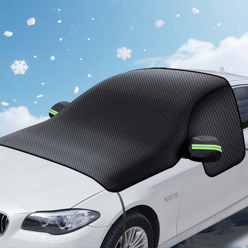 Qìchē Car Snow Cover, Sun Shade, Windshield Cover, Magnetic, Thickened (Car snow shield) - mysterious-black-oxford-cloth-three-window-coverage