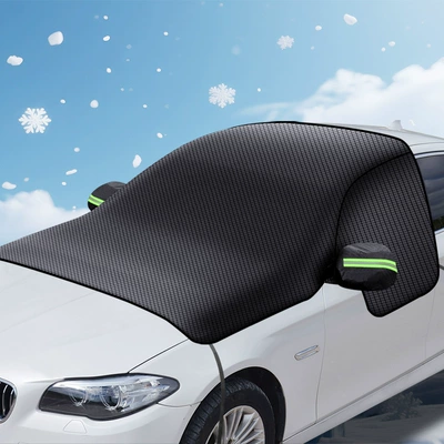 Car Snow Cover, Sunshade, Front Windshield Frost Cover, Magnetic Thickened Half Cover, Car Cover for Snow and Frost Protection (Car snow shield) - mysterious-black-oxford-cloth-three-window-cover