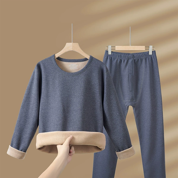 Round neck sherpa suit [men's light gray]