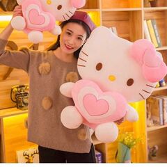 毛绒玩具女孩睡觉抱枕超萌爱心KT猫粉色猫咪公仔礼物女生生日玩偶