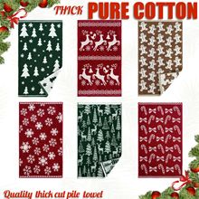 欧美圣诞节毛巾色织提花割绒柔软吸水加厚擦手巾 纯棉节日擦脸巾