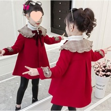 女童呢子外套2025新款中长款秋冬款潮韩版加厚中大儿童洋气呢大衣