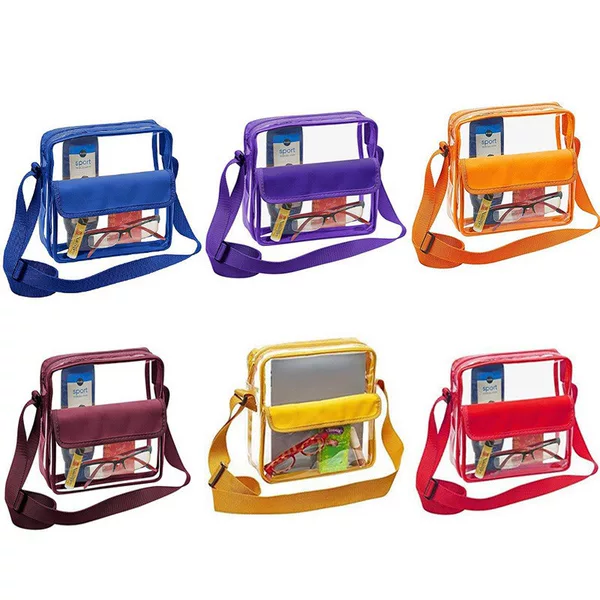 Amazon Colorful Transparent Pvc Shoulder Crossbody Bag Travel Cosmetics Bag Portable Bag Flap Bag Large Capacity Sports Bag