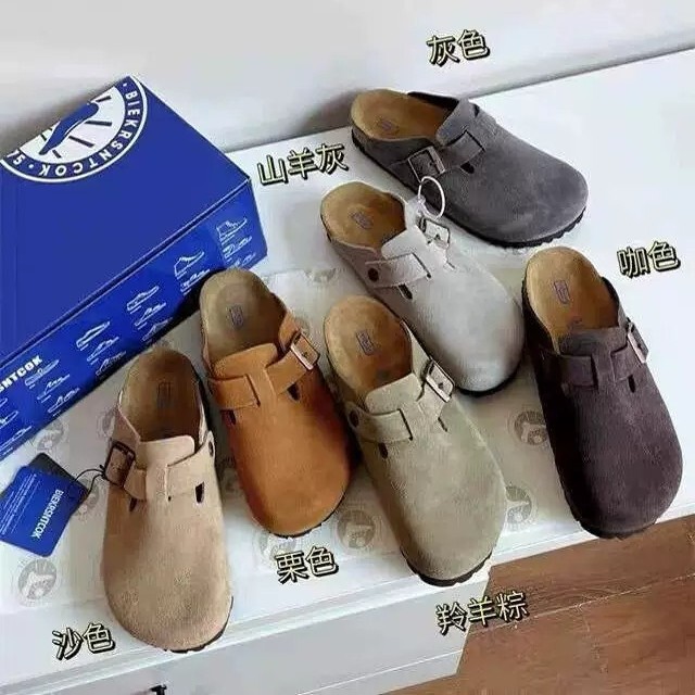 2026 New Leather Version of Fishing Birkenstock Shoes, Genuine Leather Half-Slipper with Cork Sole, Closed-Toe Thick-Soled Sandals, Unisex