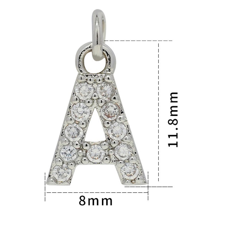 Mini Version Micro-Inlaid Letter Accessories 26 English Small Letters Zircon Pendant Earrings Necklace Pendant Accessories Wholesale