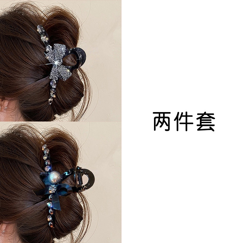 黑色水钻蝴蝶结抓夹女2025新款高级感气质大号后脑勺盘发发夹发卡|undefined