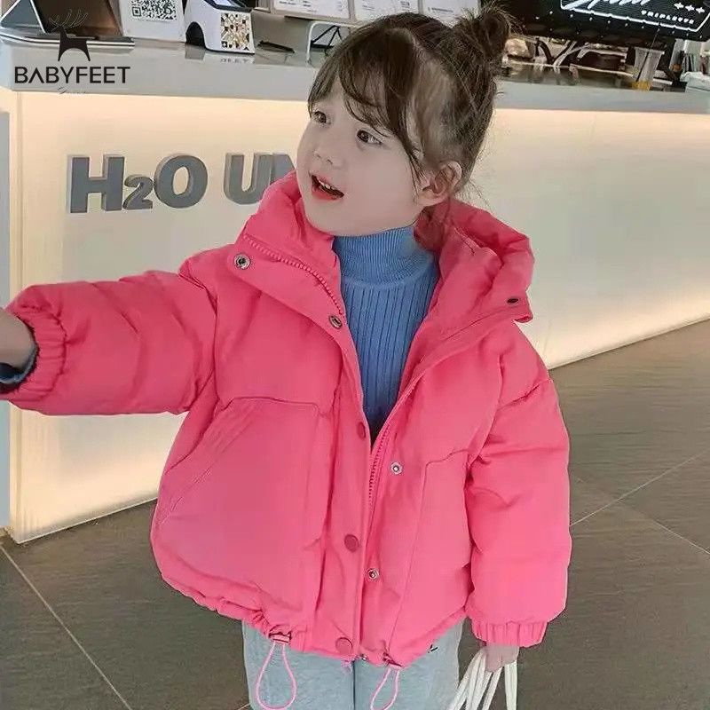 小脚丫女童冬季棉服童装新款时尚韩版加厚上衣女宝宝洋气加绒棉衣