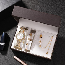 ZONMFEI时尚新款女士手表套装礼盒简约3件套钛钢珠子饰品一件代发