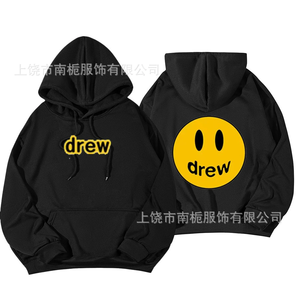 Граница-европейский код новый Drew House Justin Bieber с надписью для мужчин и женщин в одном стиле свободный худи с опущенными плечами и рукавами