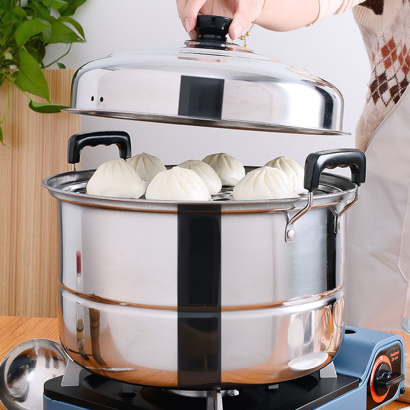 double-deck steamer household thickening Stainless steel Large Soup pot 2 Steamed bread Fish Pot Electromagnetic furnace Gas Cookware