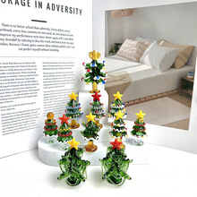 新款跨境圣诞树迷你琉璃纯手工亚马逊装饰造型场景摆件创意节日礼