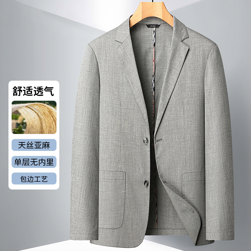 Romon same style Benxi coat men's spring and autumn business casual linen suit non-ironing anti-wrinkle suit two buttons