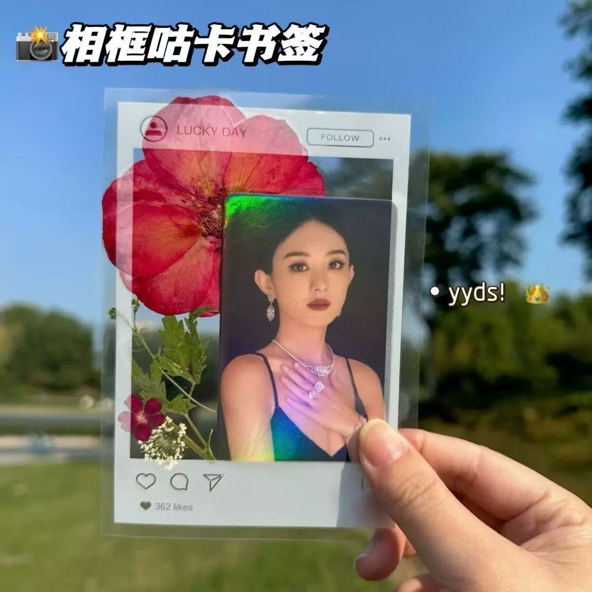 创意干花书签手工diy透明压花落叶植物标本小卡展示塑封自制相框