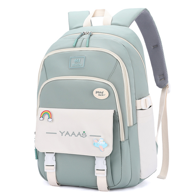 Mochila Jianglida para estudiantes de secundaria, para niñas, moderna y fresca, con diseño de letras en bloques de color dulce, gran capacidad, mochila de doble asa con amortiguación de aire.