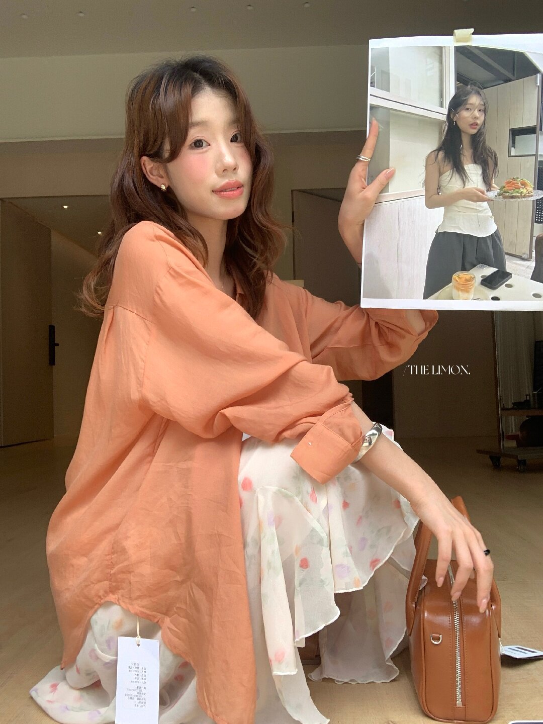 Áo sơ mi nữ tay dài chất liệu tencel phong cách lười biếng ấm áp — Vàng nhạt, xanh lam, Xanh lá cây nhạtcolor, màu hồng chi tiết 27