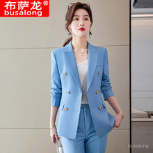 busalong韩版女士长袖职业西服正式西裤套装面试销售工作服 609