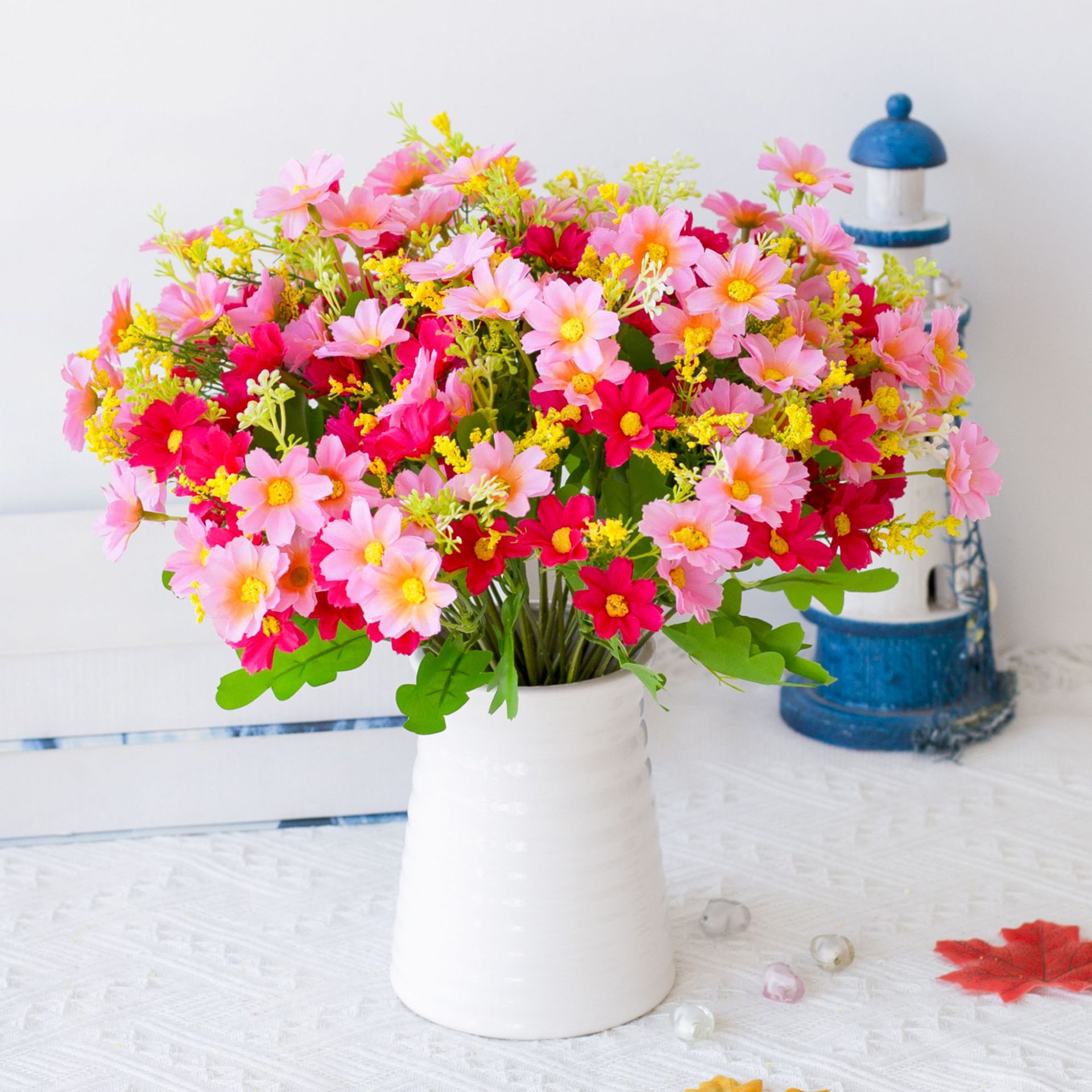 28头跳兰菊仿真花 假花塑料花装饰花仿真花束小雏菊绢花花艺花