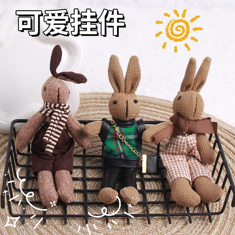 メーカー卸売千鳥格子ウサギかわいい漫画人形キーホルダークリエイティブバッグペンダントスカーフウサギペンダント|undefined