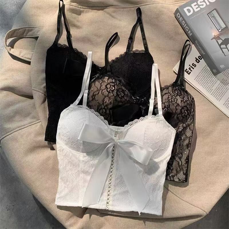 New French-Style Bow Lace Camisole for Women, Sexy Backless Tube Top, Fashionable Lingerie for Outerwear New French-Style Bow Lace Camisole for Women, Sexy Backless Tube Top, Fashionable Lingerie for Outerwear
