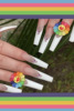 Rainbow fake nails solar-powered, nail stickers, ready-made product, french style, wholesale