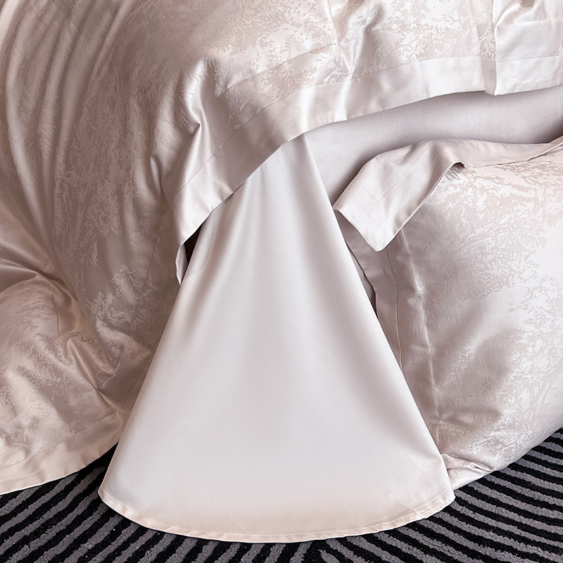 Completo copripiumino in cotone jacquard set letto quattro pezzi_voghion.com