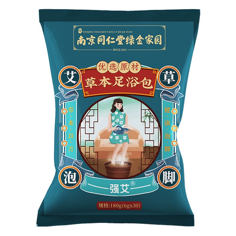 Нанкин Tongrentang зеленый золотой дом мешок для ног полынь пакет для ног для ног