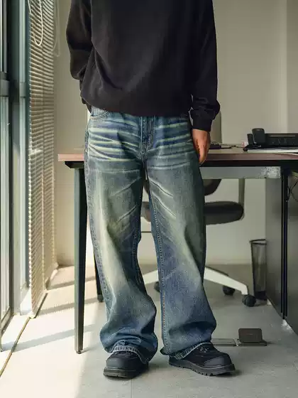 TRS Bull King Series | 26SS Kanglong Retro Deep Blue Washed Vintage Loose A-line Straight Cowboy Pants