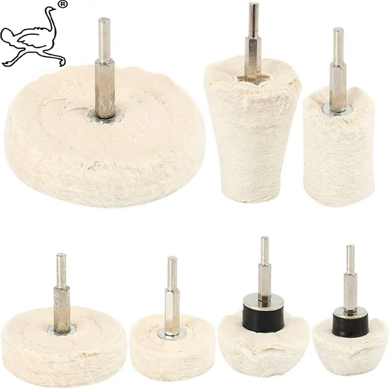 Набор из 7 полировальных кругов из белой ткани для полировки автомобилей, воскования, шлифовки и полировки металла