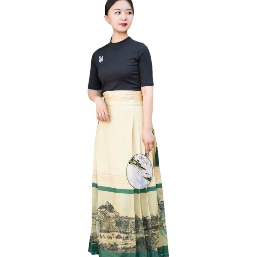 Новая песня Huizong Qingming Shanghe, с принтом, юбка с верховым лицом Мин, ежедневная коммутирующая юбка высокого класса, Hanfu