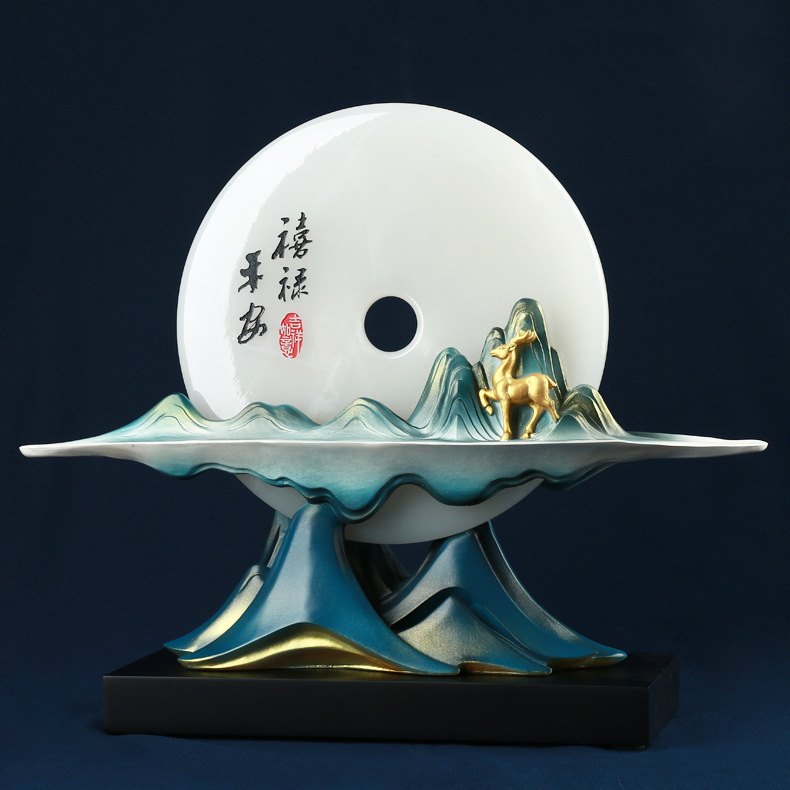道中平安鹿置物平安ボタンオフィステーブル玄関客間創意中華工芸品保険開門紅|undefined