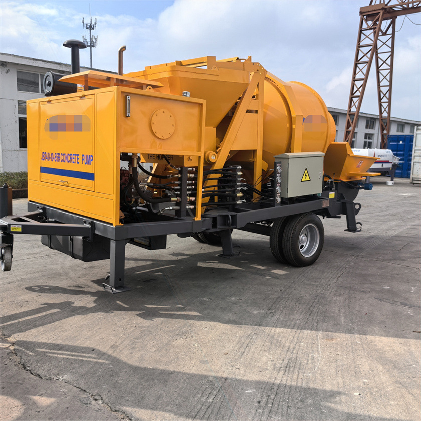 柴油动力混凝土搅拌输送一体机 拆机搅拌带输送泵 柴油地泵拖泵