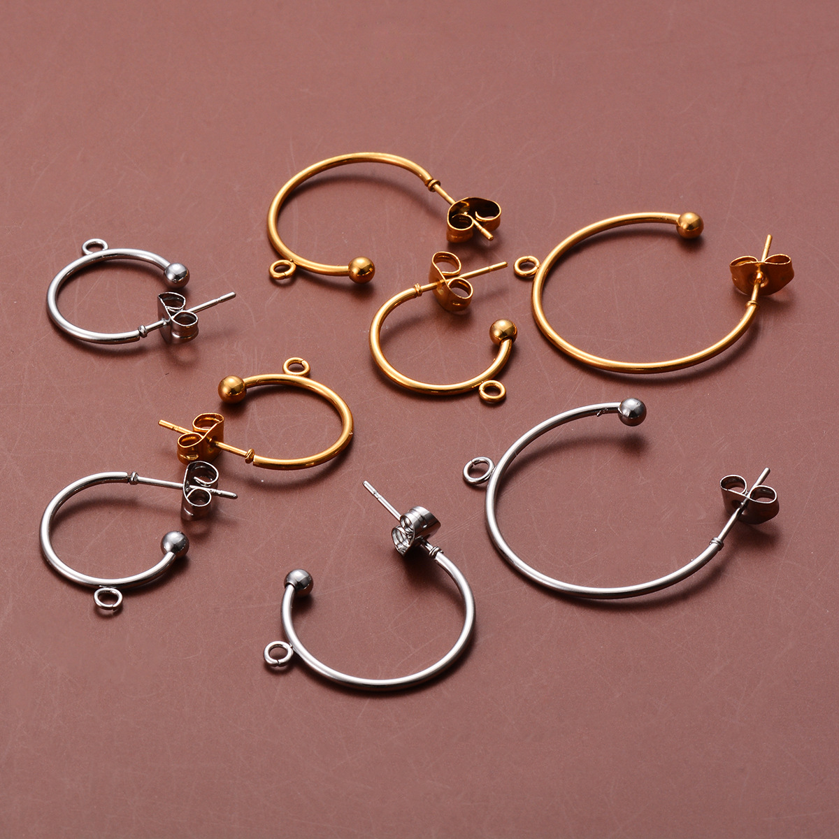 Plating Craft 10 PCS/Package Stainless Steel Solid Color Hook Earring Findings Simple Style