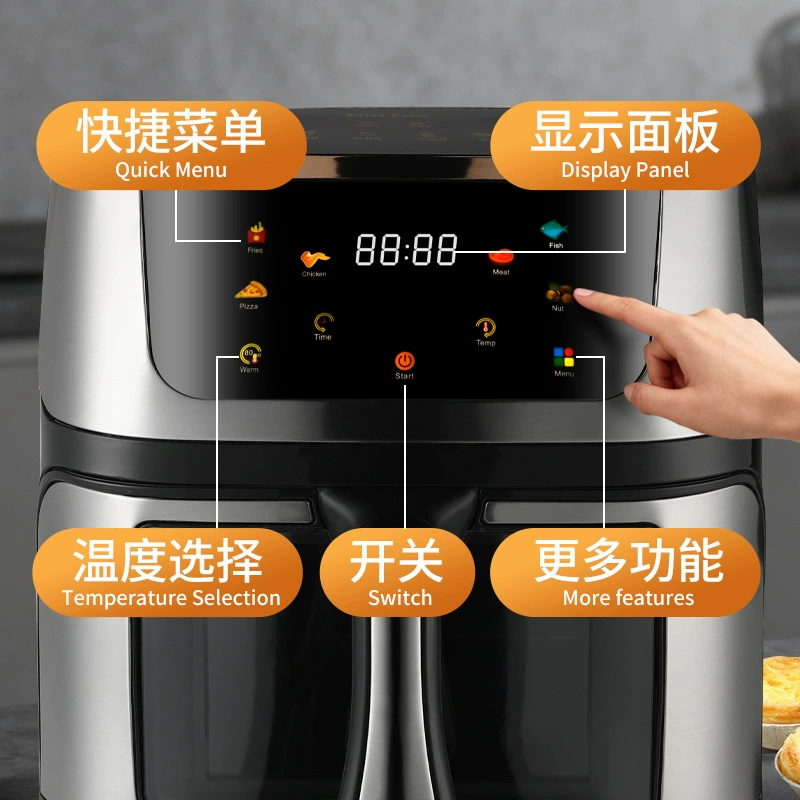 Фритюрница Air Fryer 12L, нержавеющая сталь, сенсорный дисплей, смарт-управление большой ёмкости