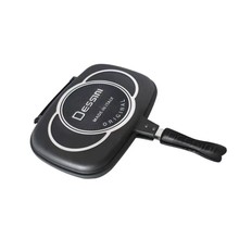 双面烤盘煎锅韩版跨境外贸烤盘家用铝压铸不粘锅牛排煎锅煎盘烤盘