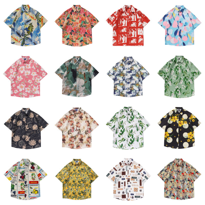 Thai Hotel Restaurant Resort Style Floral Shirt Short-Sleeved Beach Seaside Floral Shirt Men and Women Same Style Couple Casual Thai Hotel Restaurant Resort Style Floral Shirt Short-Sleeved Beach Seaside Floral Shirt Men and Women Same Style Couple Casual